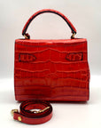 Lederer Red Croc Embossed Crossbody Satchel