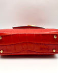 Lederer Red Croc Embossed Crossbody Satchel