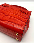 Lederer Red Croc Embossed Crossbody Satchel