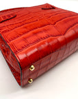 Lederer Red Croc Embossed Crossbody Satchel