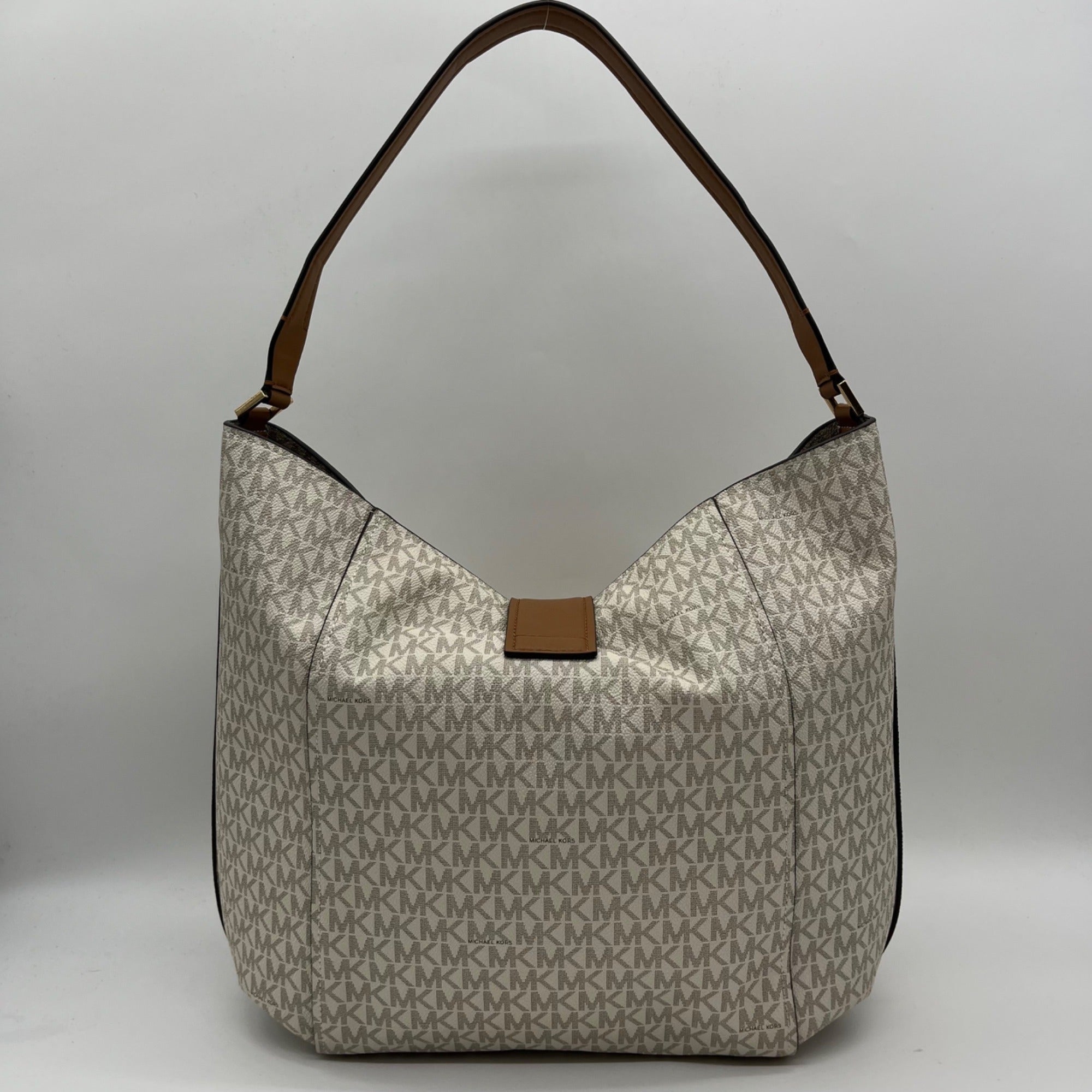 Michael Kors Addie Extra Large Vanilla Canvas Hobo Shoulder Bag