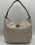 Michael Kors Addie Extra Large Vanilla Canvas Hobo Shoulder Bag