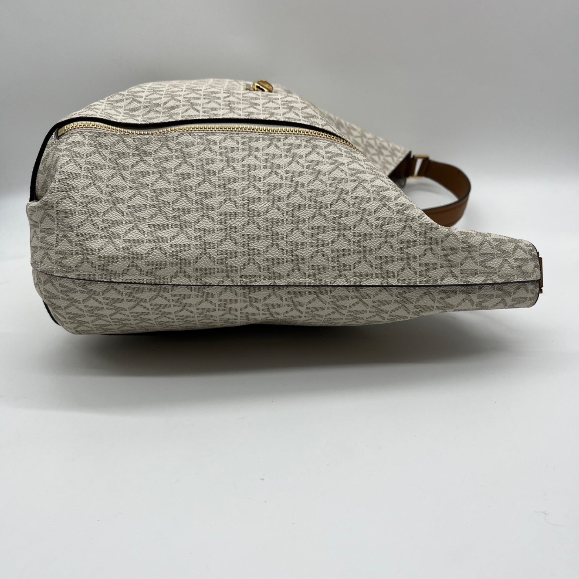 Michael Kors Addie Extra Large Vanilla Canvas Hobo Shoulder Bag