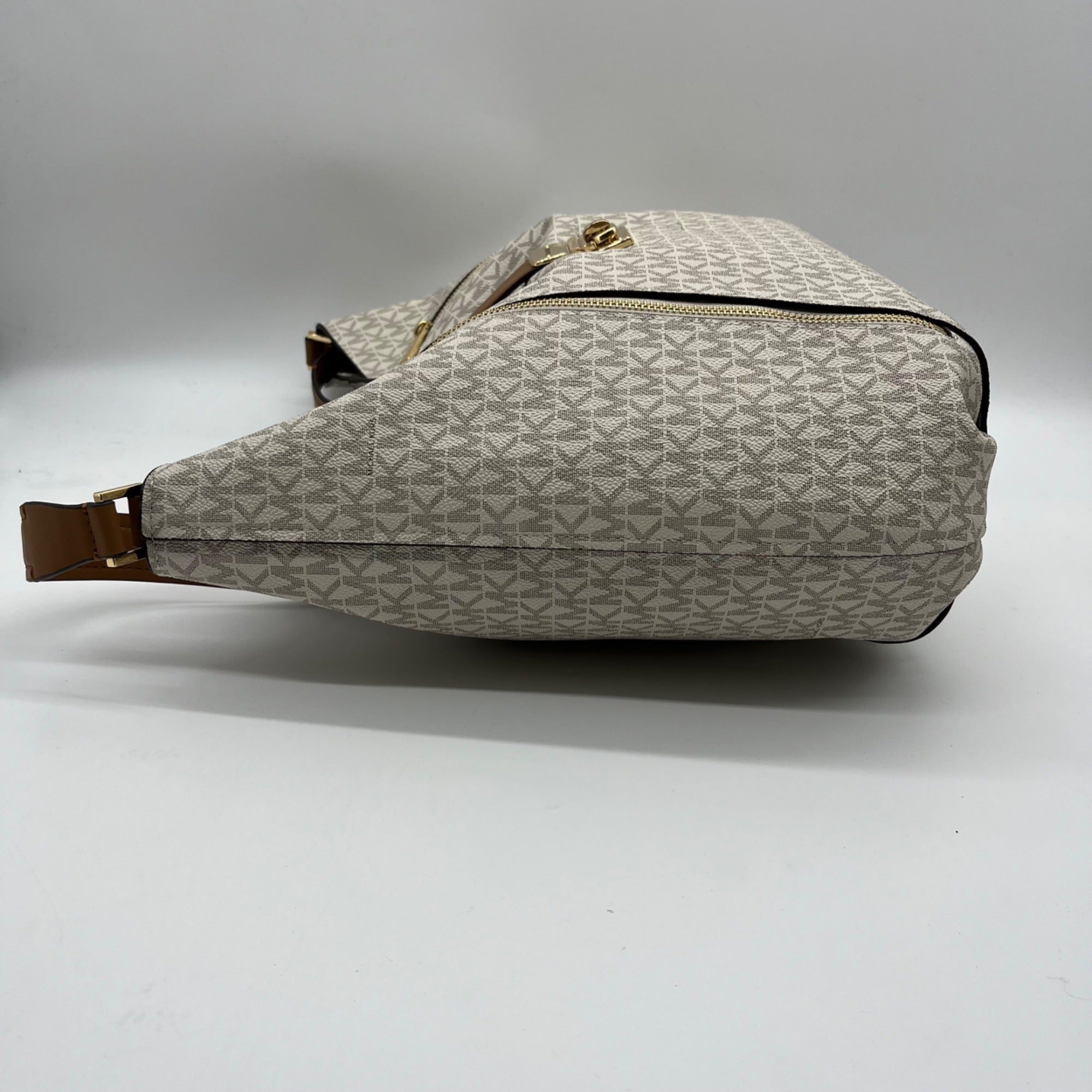 Michael Kors Addie Extra Large Vanilla Canvas Hobo Shoulder Bag