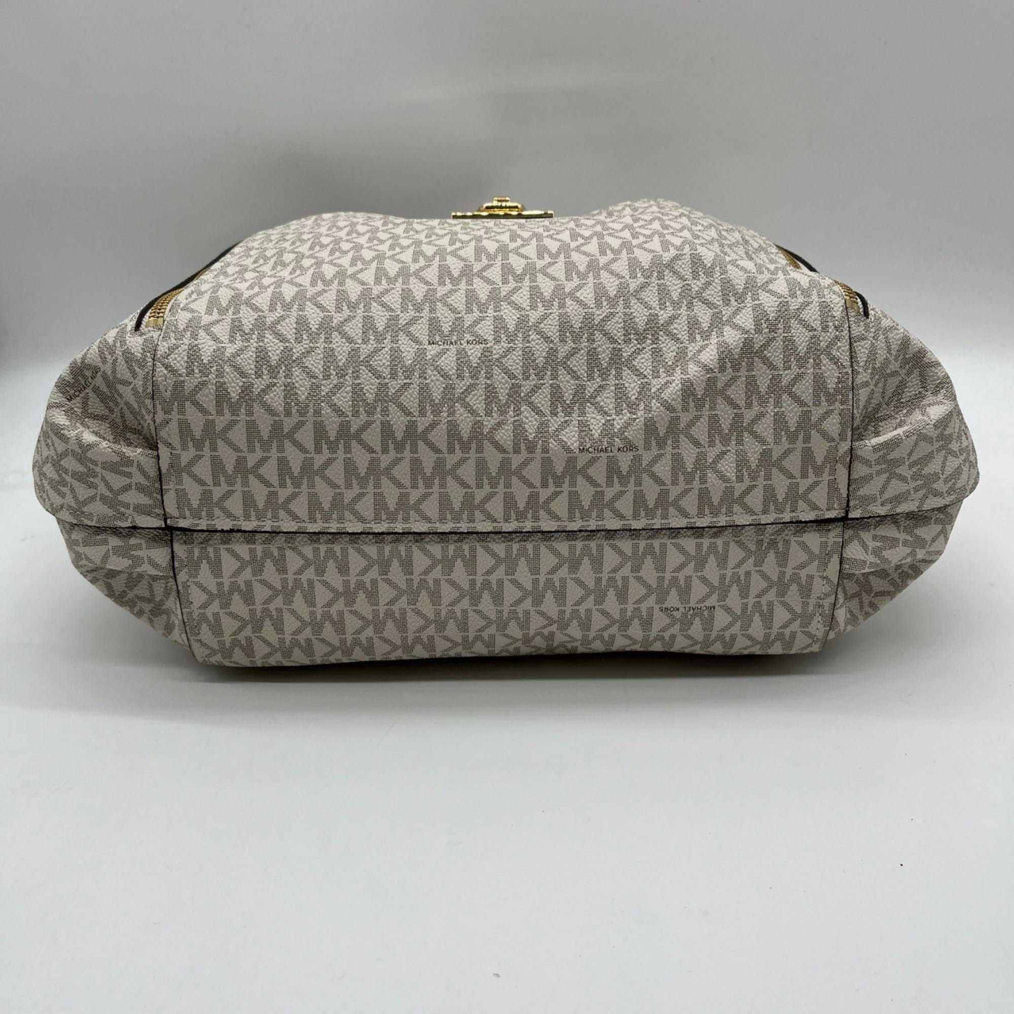 Michael Kors Addie Extra Large Vanilla Canvas Hobo Shoulder Bag