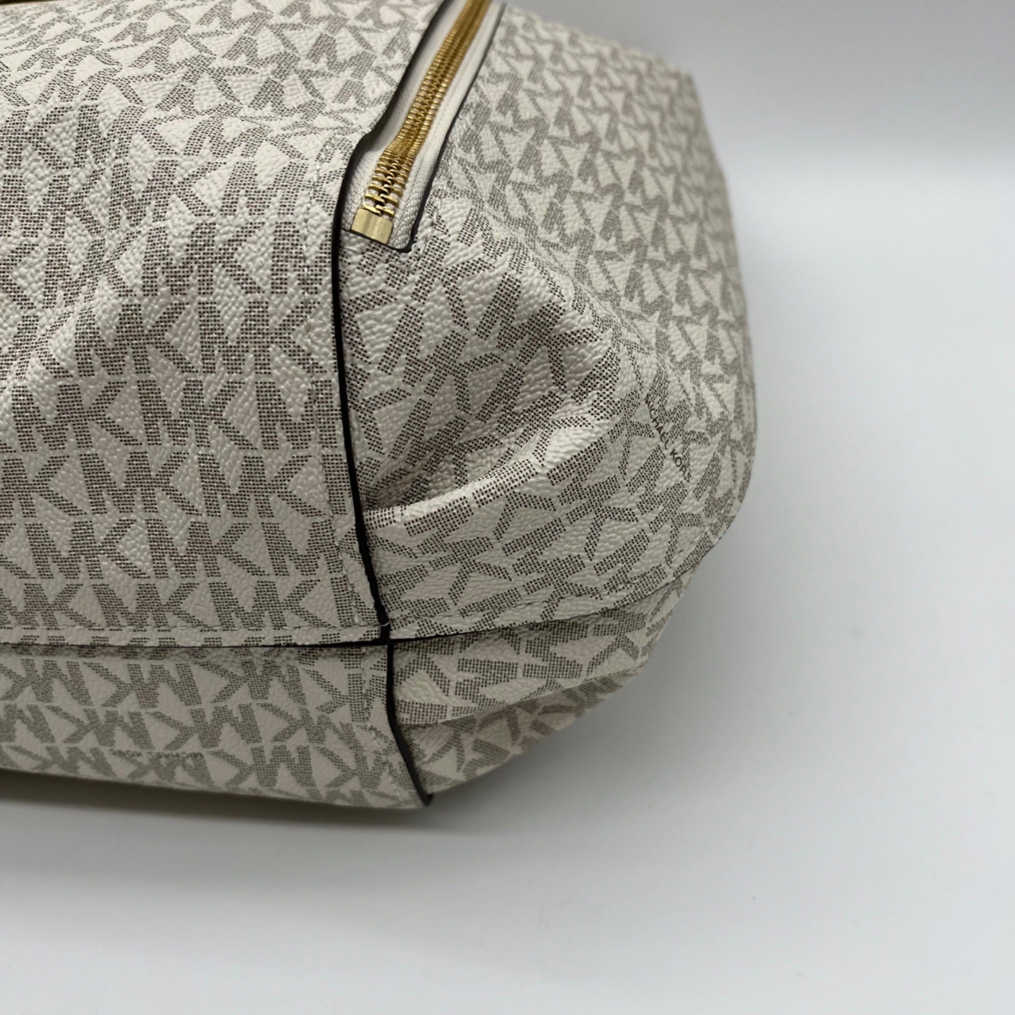 Michael Kors Addie Extra Large Vanilla Canvas Hobo Shoulder Bag