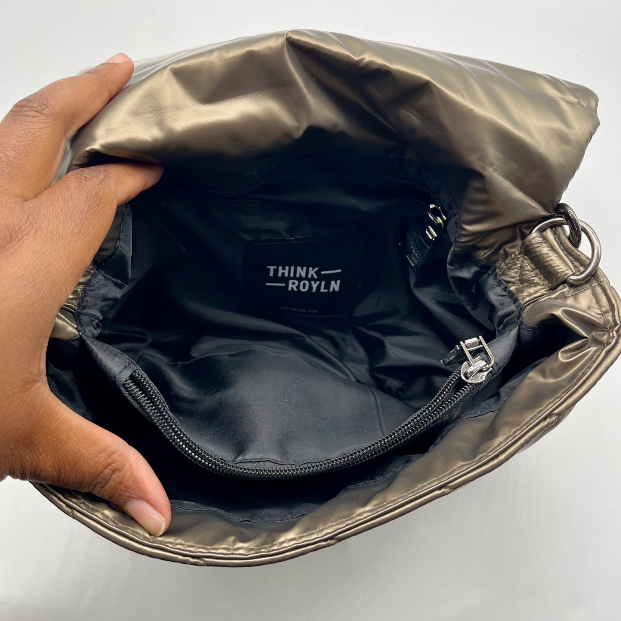 Think Royln Soft Bronze Nylon Shoulder Bag