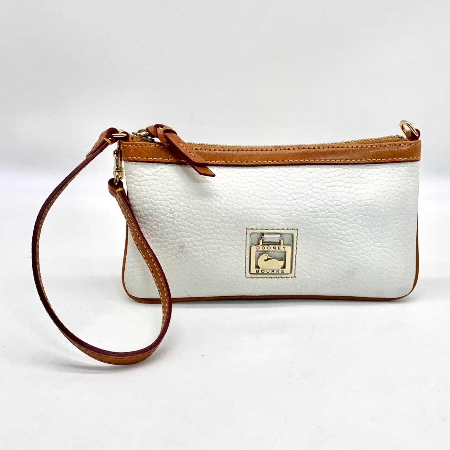 Dooney &amp; Bourke White Pebble Grain Convertible Wristlet