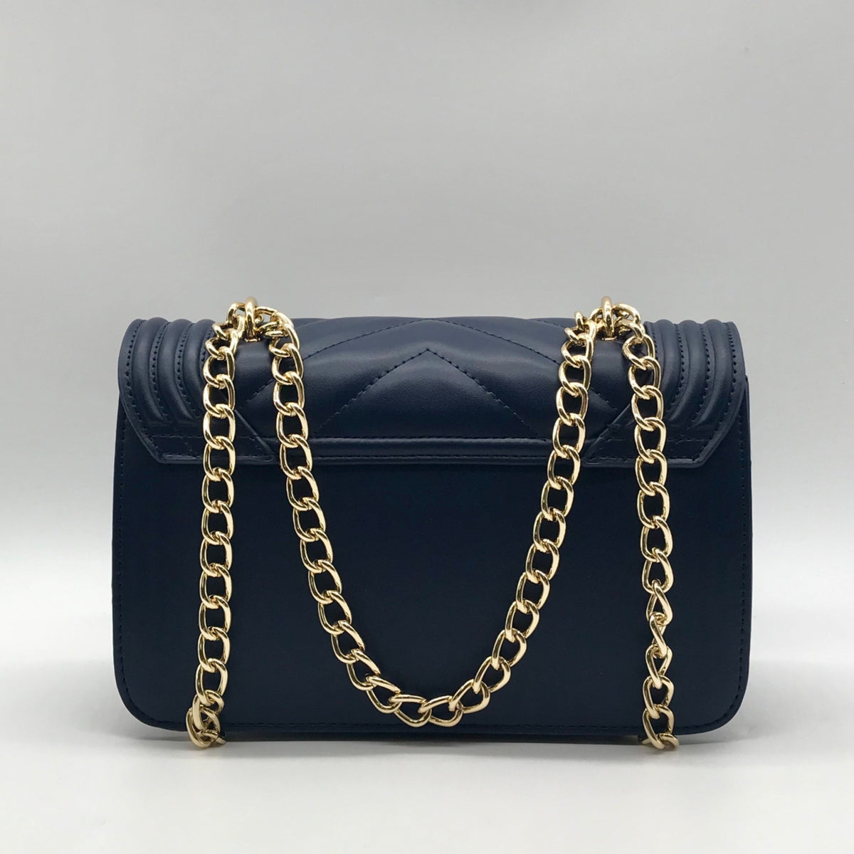 Valentino Orlandi Navy Blue Faux Leather Crossbody Bag