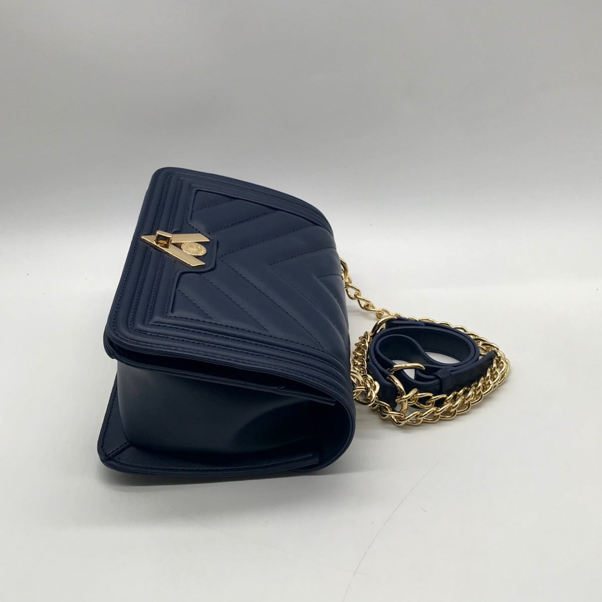 Valentino Orlandi Navy Blue Faux Leather Crossbody Bag