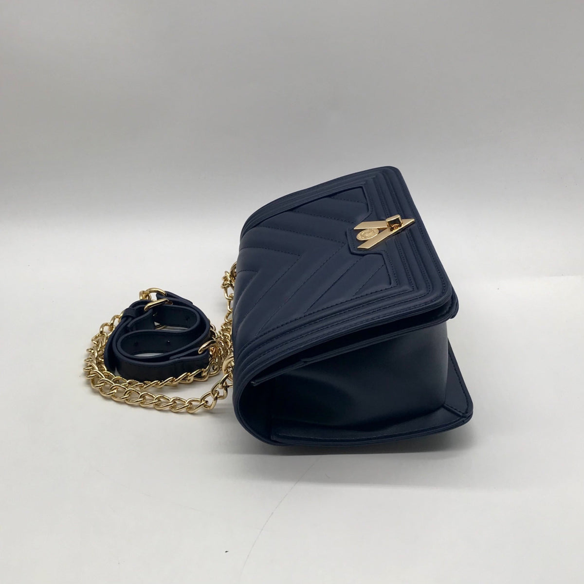 Valentino Orlandi Navy Blue Faux Leather Crossbody Bag
