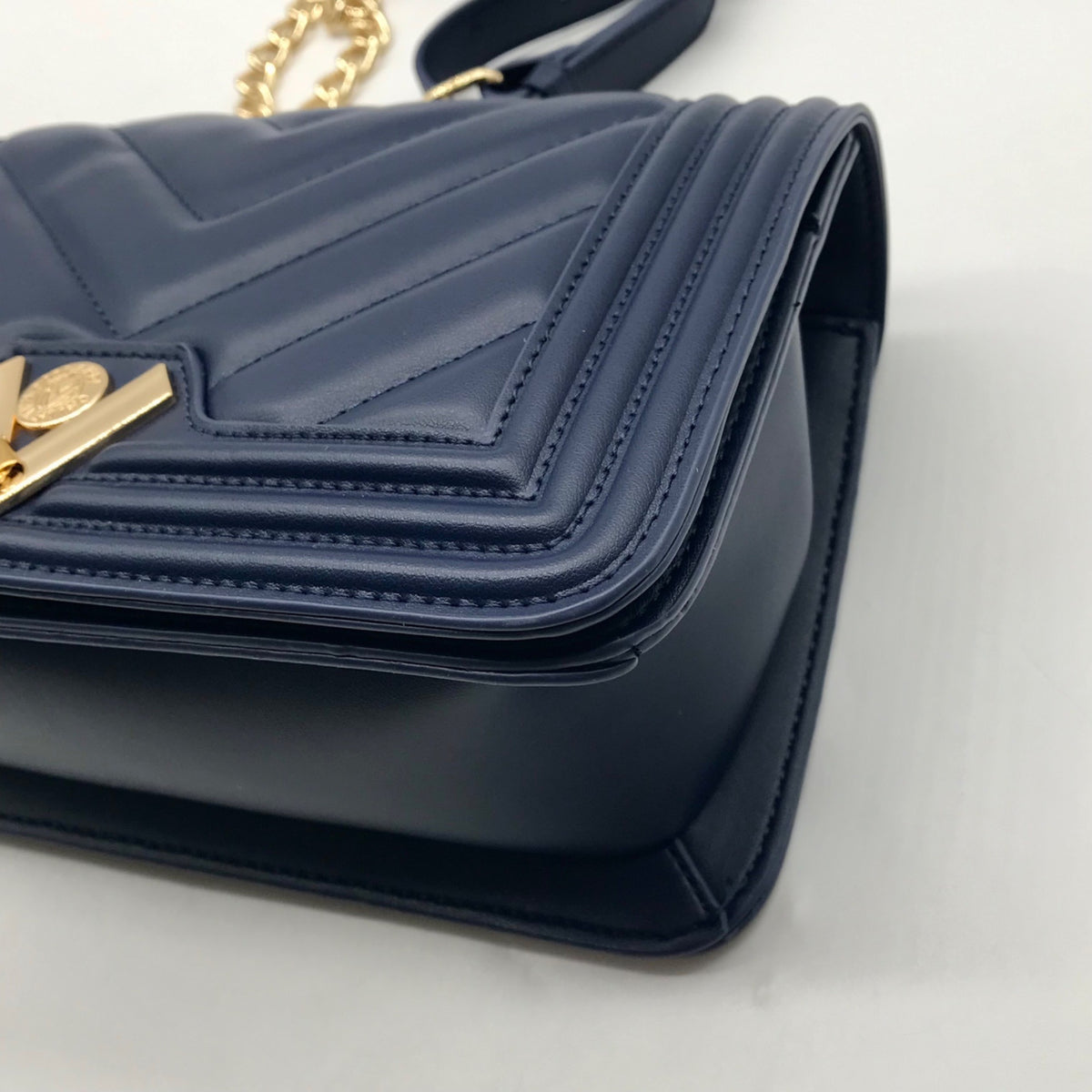 Valentino Orlandi Navy Blue Faux Leather Crossbody Bag
