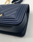 Valentino Orlandi Navy Blue Faux Leather Crossbody Bag