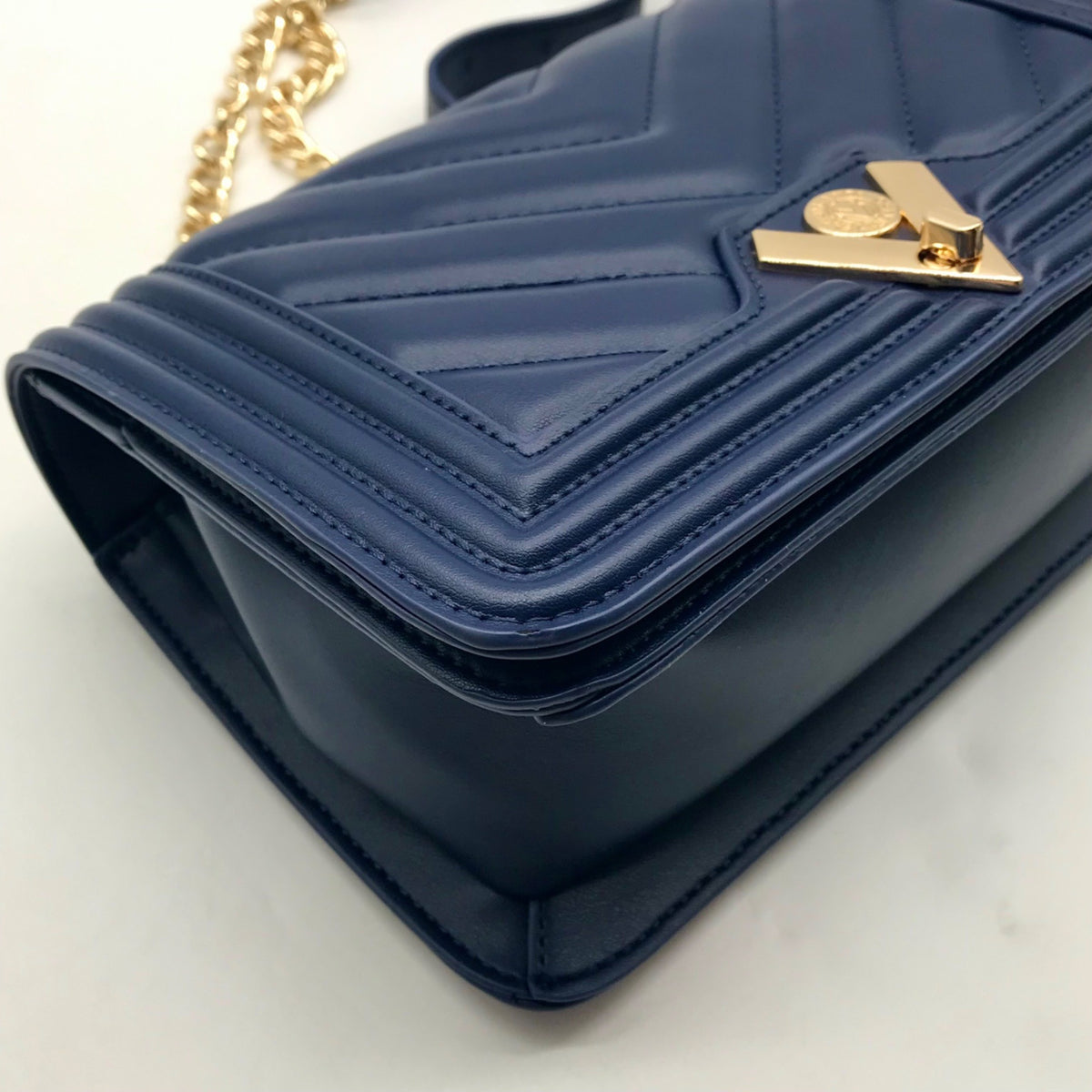Valentino Orlandi Navy Blue Faux Leather Crossbody Bag