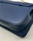 Valentino Orlandi Navy Blue Faux Leather Crossbody Bag