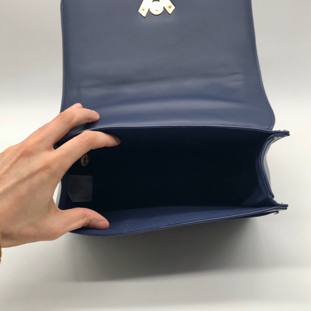 Valentino Orlandi Navy Blue Faux Leather Crossbody Bag