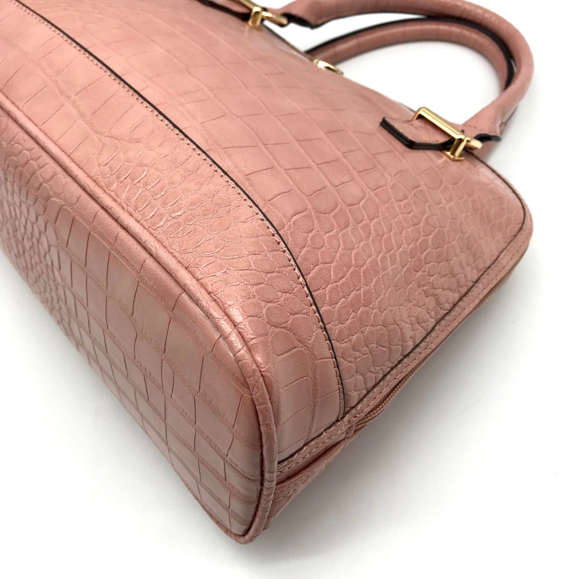 Giani Bernini Dusty Pink Croc Embossed Faux Leather Dome Satchel