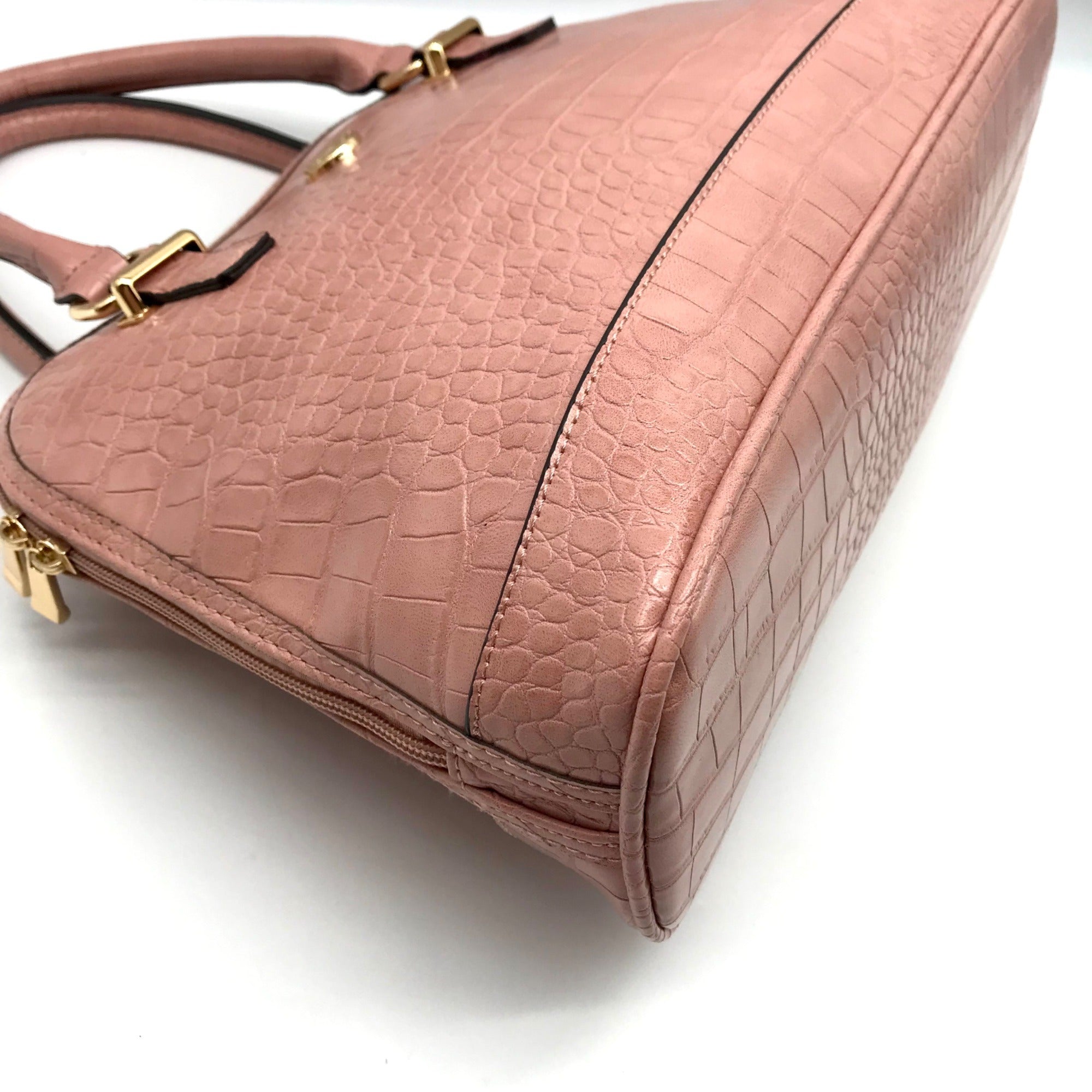 Giani Bernini Dusty Pink Croc Embossed Faux Leather Dome Satchel