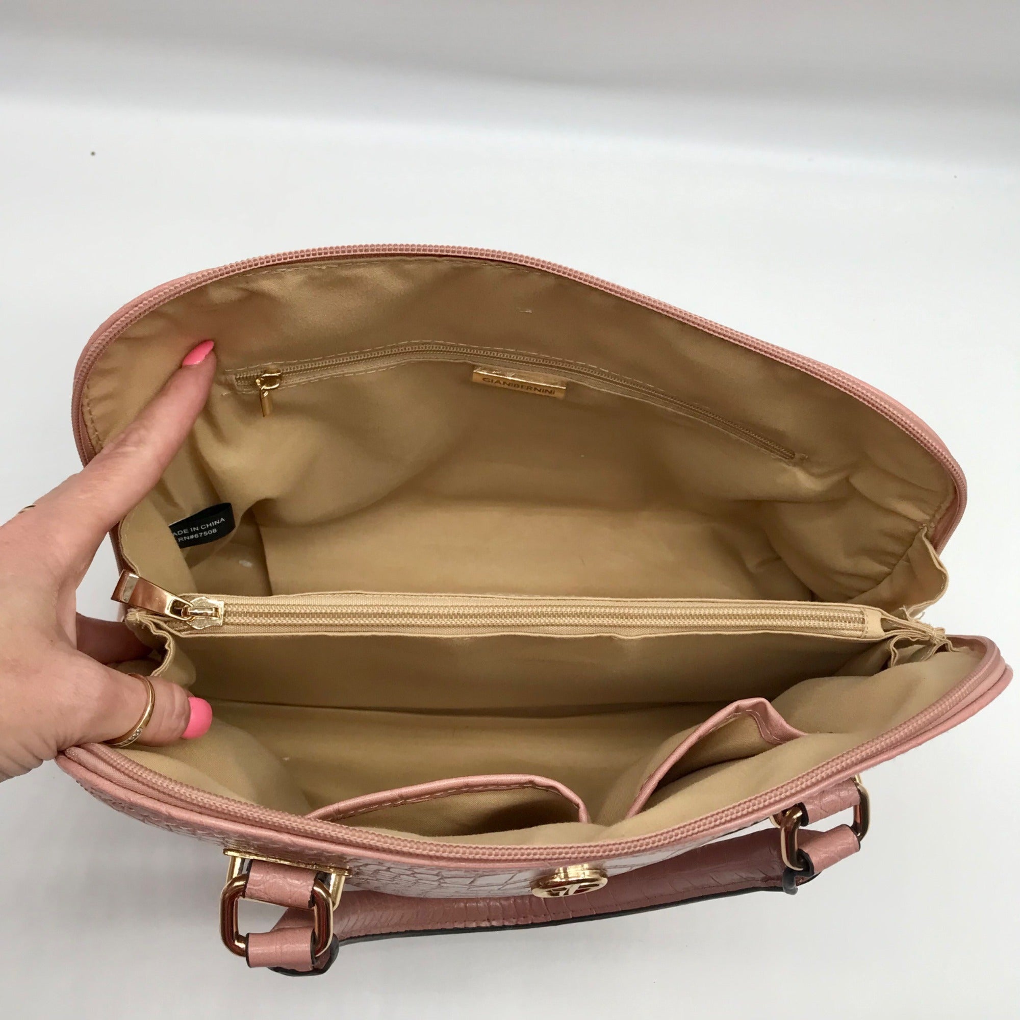 Giani Bernini Dusty Pink Croc Embossed Faux Leather Dome Satchel
