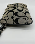 Coach Black and Grey Signature Canvas Wristlet