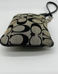 Coach Black and Grey Signature Canvas Wristlet