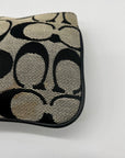 Coach Black and Grey Signature Canvas Wristlet