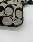 Coach Black and Grey Signature Canvas Wristlet