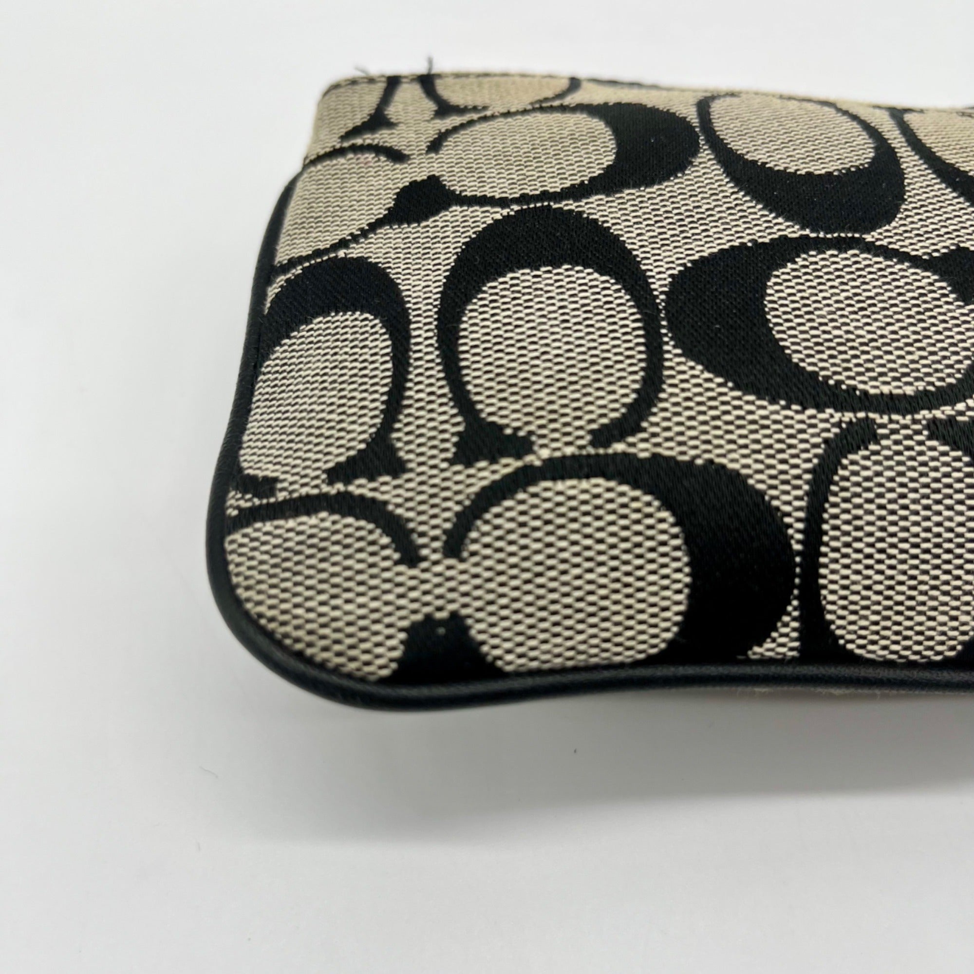 Coach Black and Grey Signature Canvas Wristlet