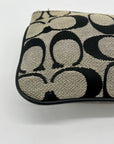 Coach Black and Grey Signature Canvas Wristlet