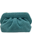 Themoire Teal Tia Re-Fur Shell Crossbody Clutch
