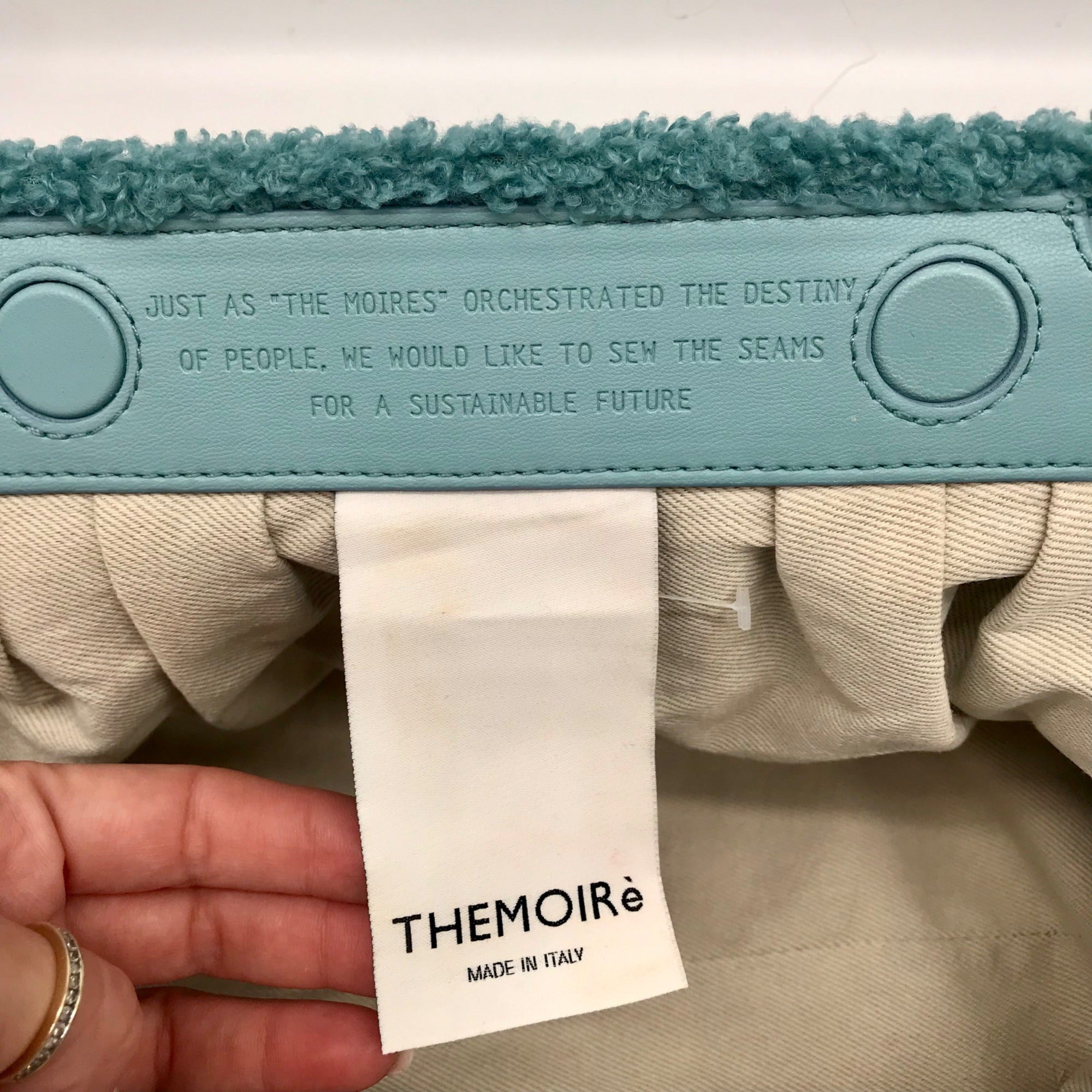 Themoire Teal Tia Re-Fur Shell Crossbody Clutch