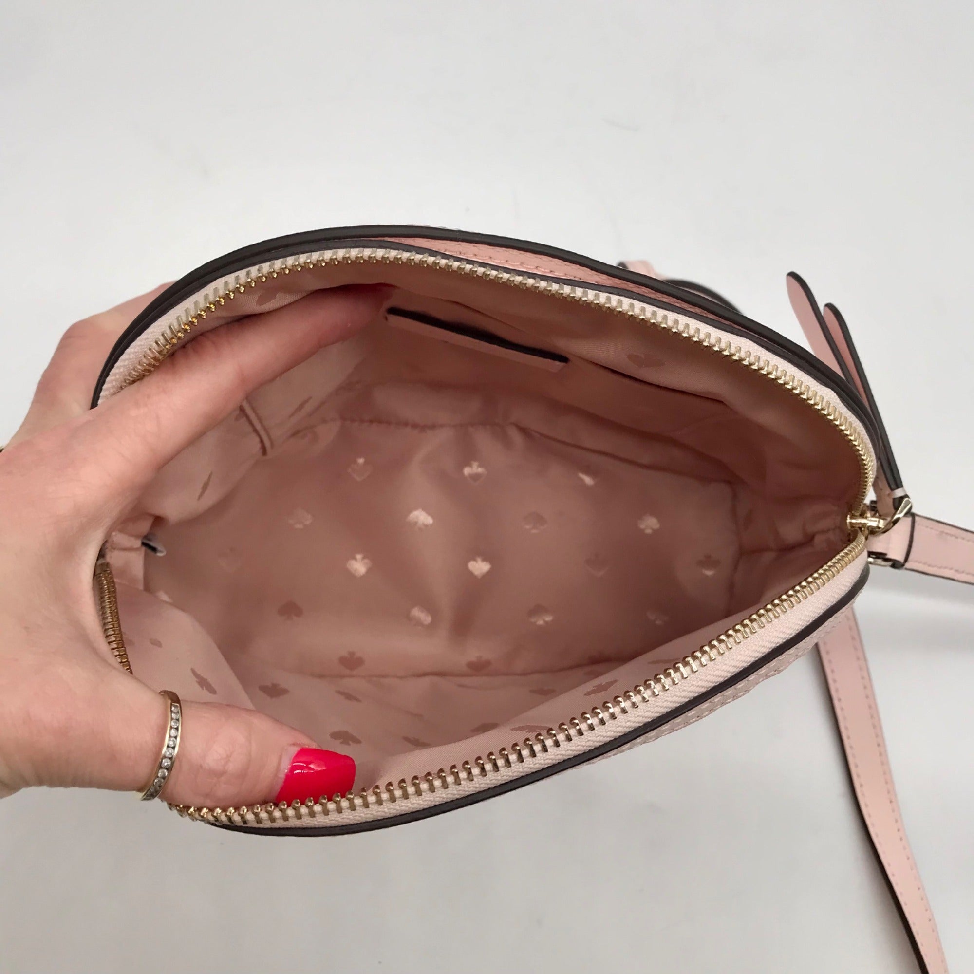 Kate Spade Pink Hollie Spade Embossed Leather Dome Crossbody Bag