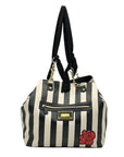 Betsey Johnson Black Striped Faux Leather Tote Bag