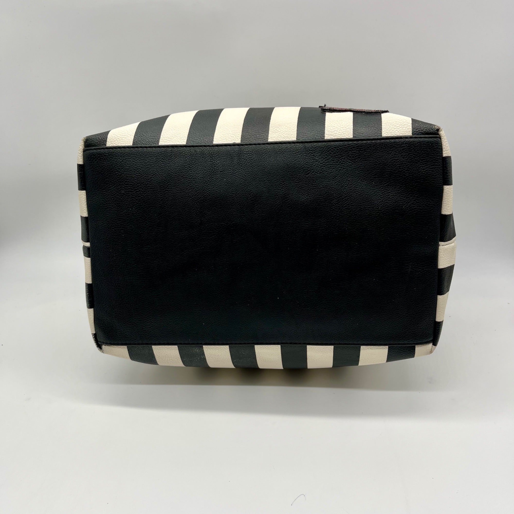 Betsey Johnson Black Striped Faux Leather Tote Bag