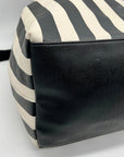 Betsey Johnson Black Striped Faux Leather Tote Bag