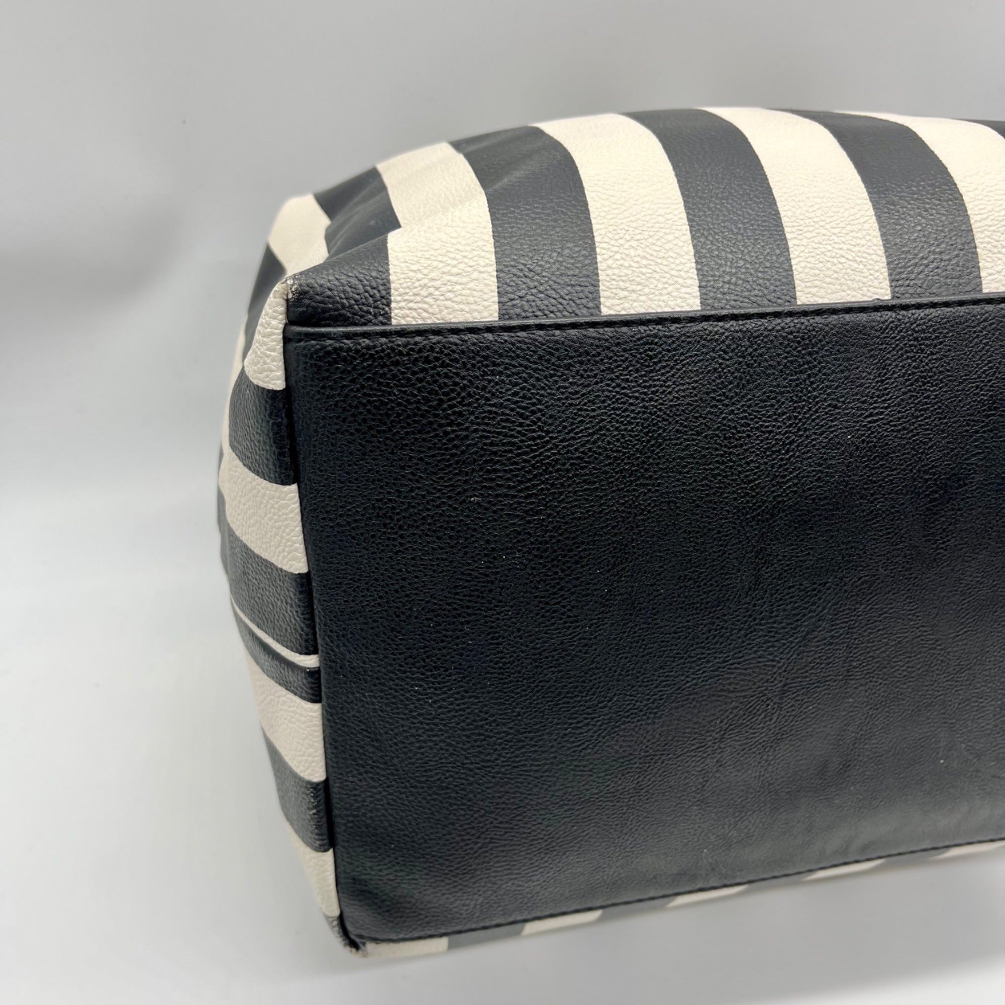 Betsey Johnson Black Striped Faux Leather Tote Bag