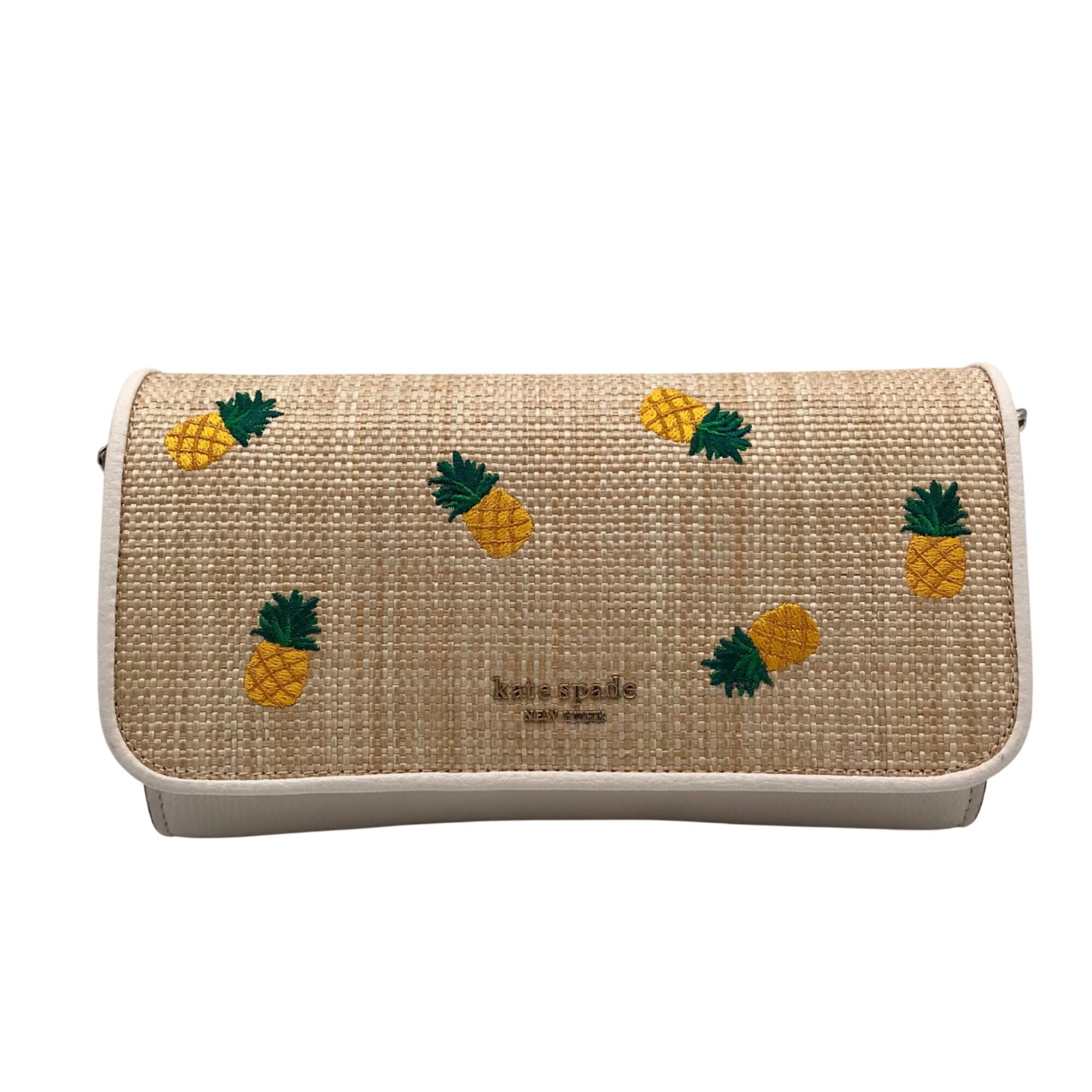 Kate Spade Beige Leather Darcy Pineapple Chain Wallet