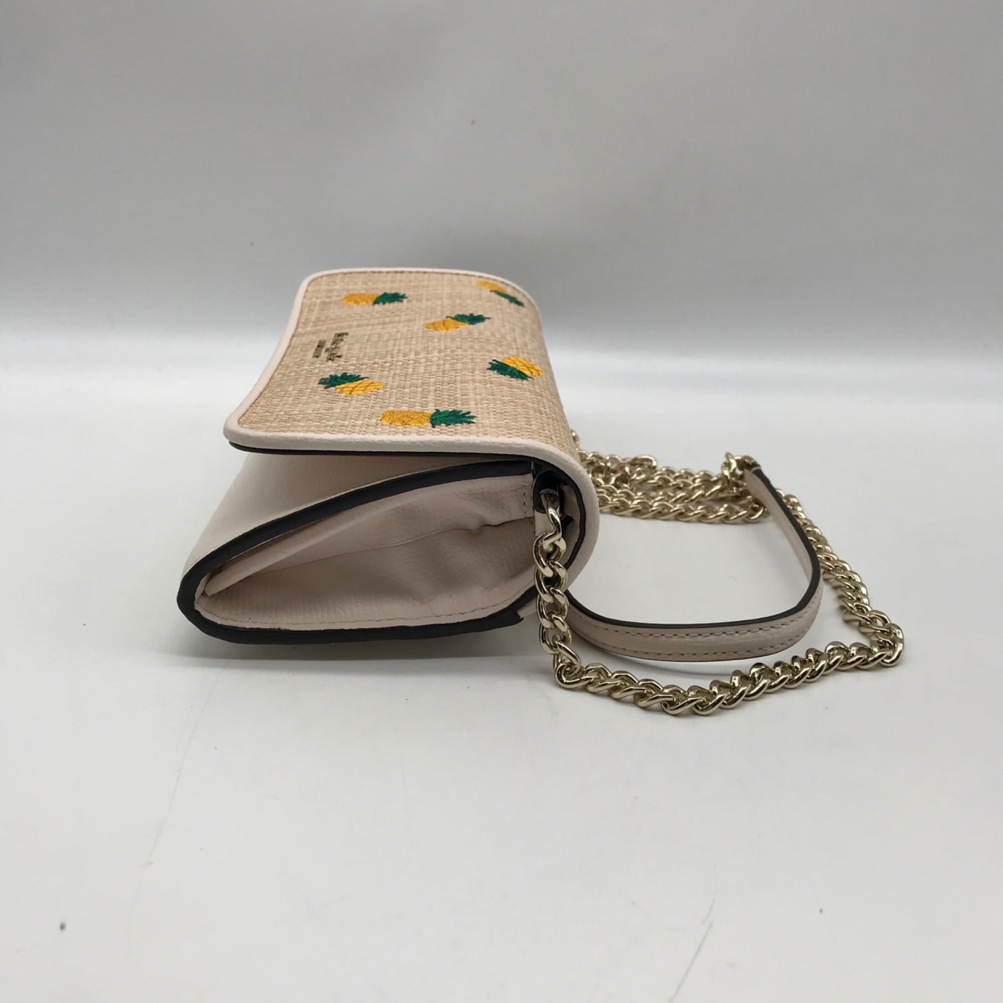 Kate Spade Beige Leather Darcy Pineapple Chain Wallet