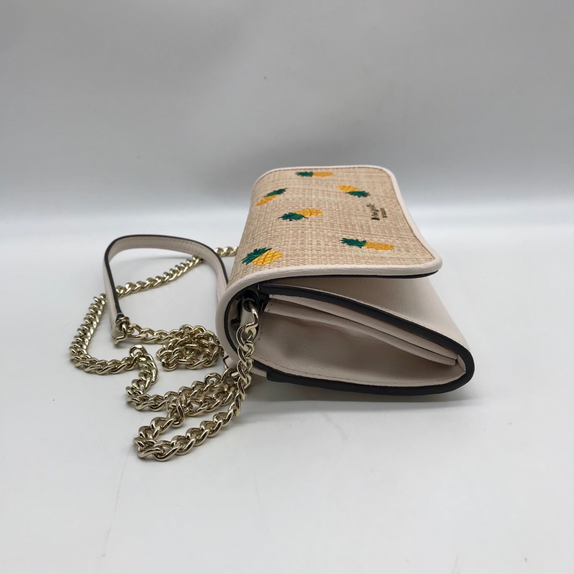 Kate Spade Beige Leather Darcy Pineapple Chain Wallet