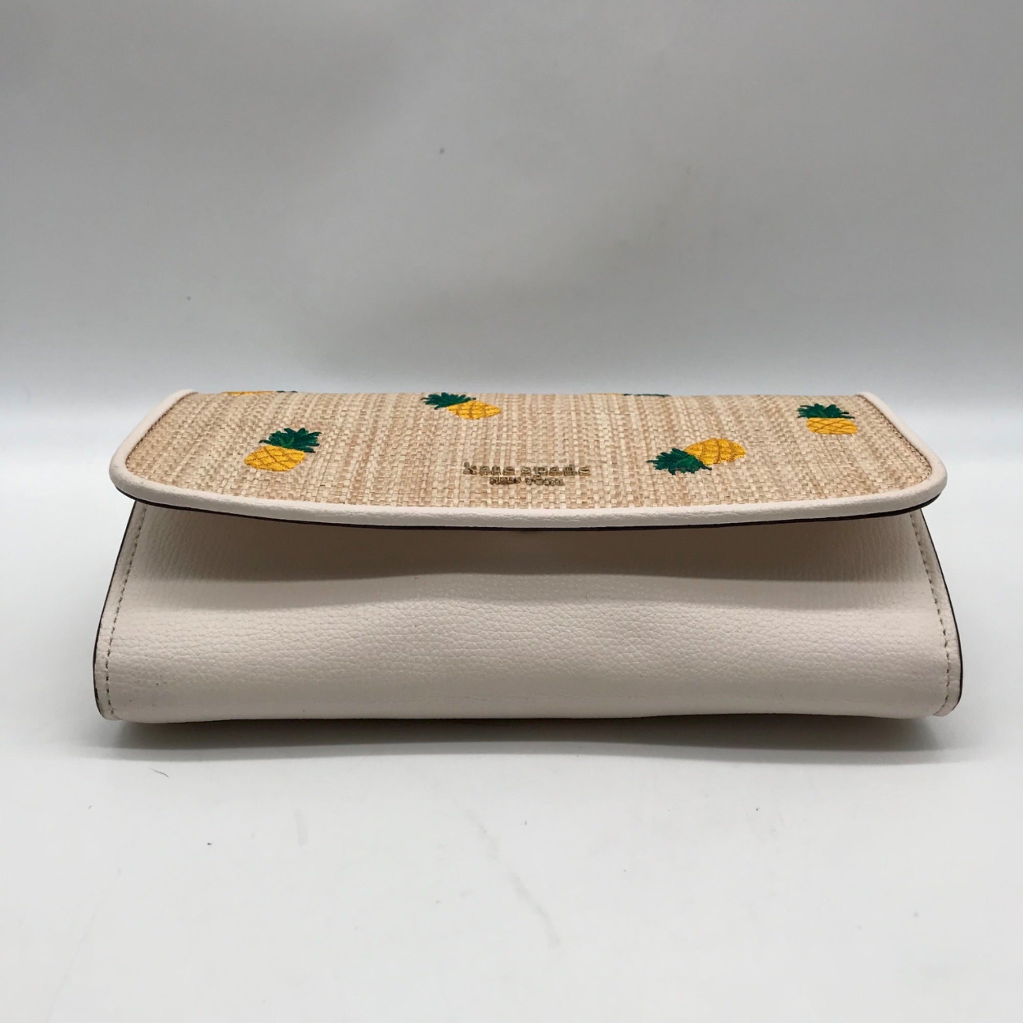 Kate Spade Beige Leather Darcy Pineapple Chain Wallet