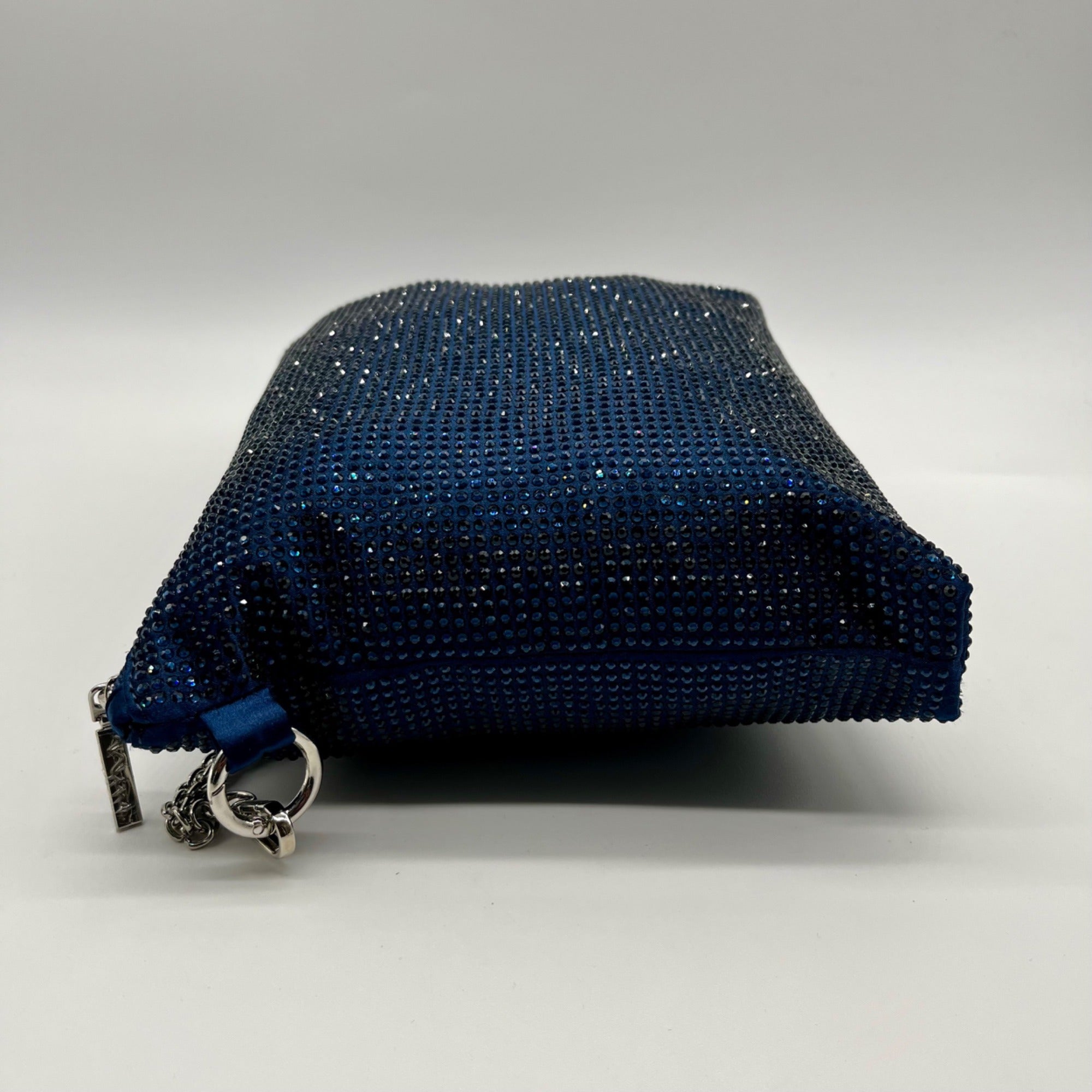 Nina Shoes Navy Glass Crystal Satin Hobo Bag