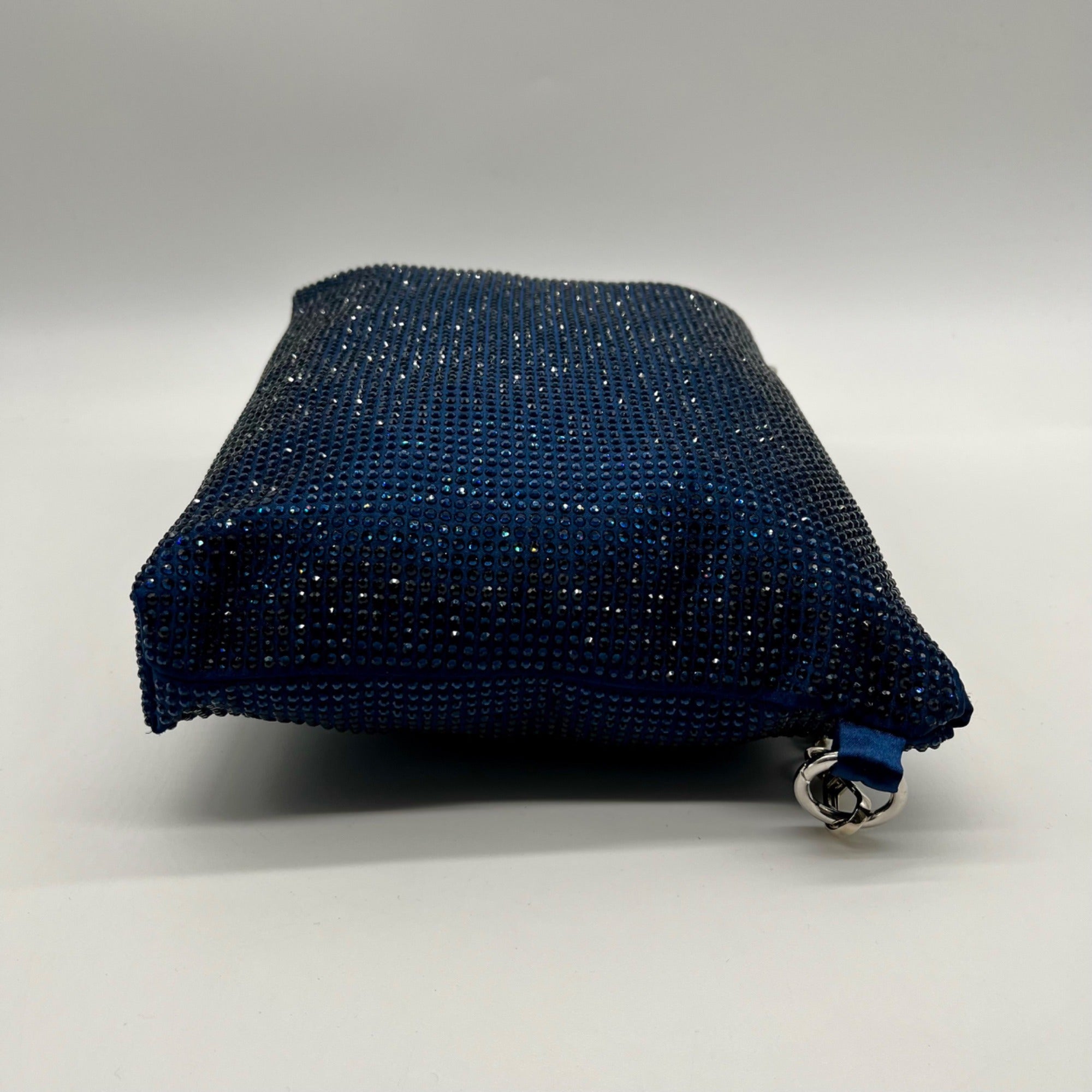 Nina Shoes Navy Glass Crystal Satin Hobo Bag