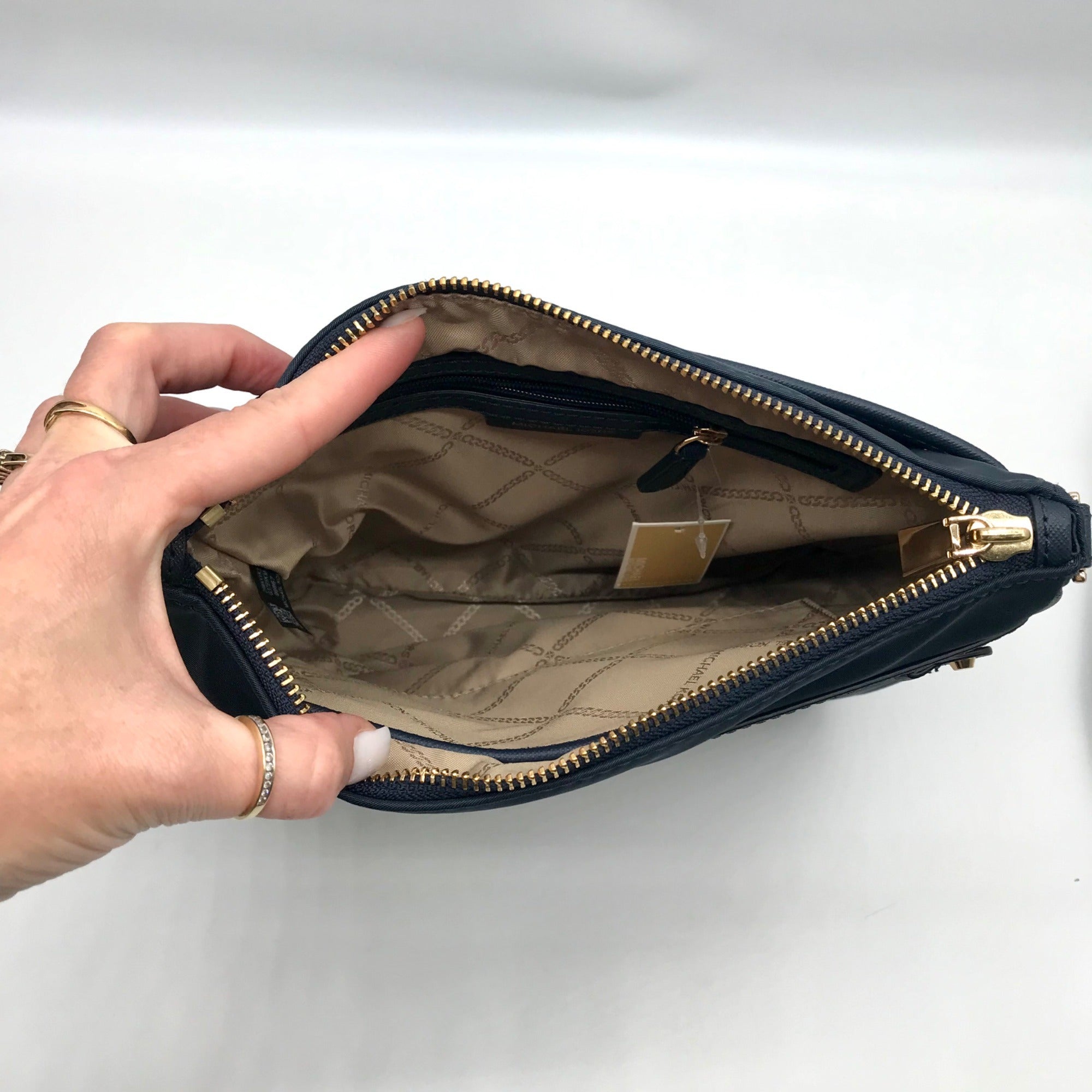 Michael Kors Navy Nylon North South Jet Set Charm Large Crossbody