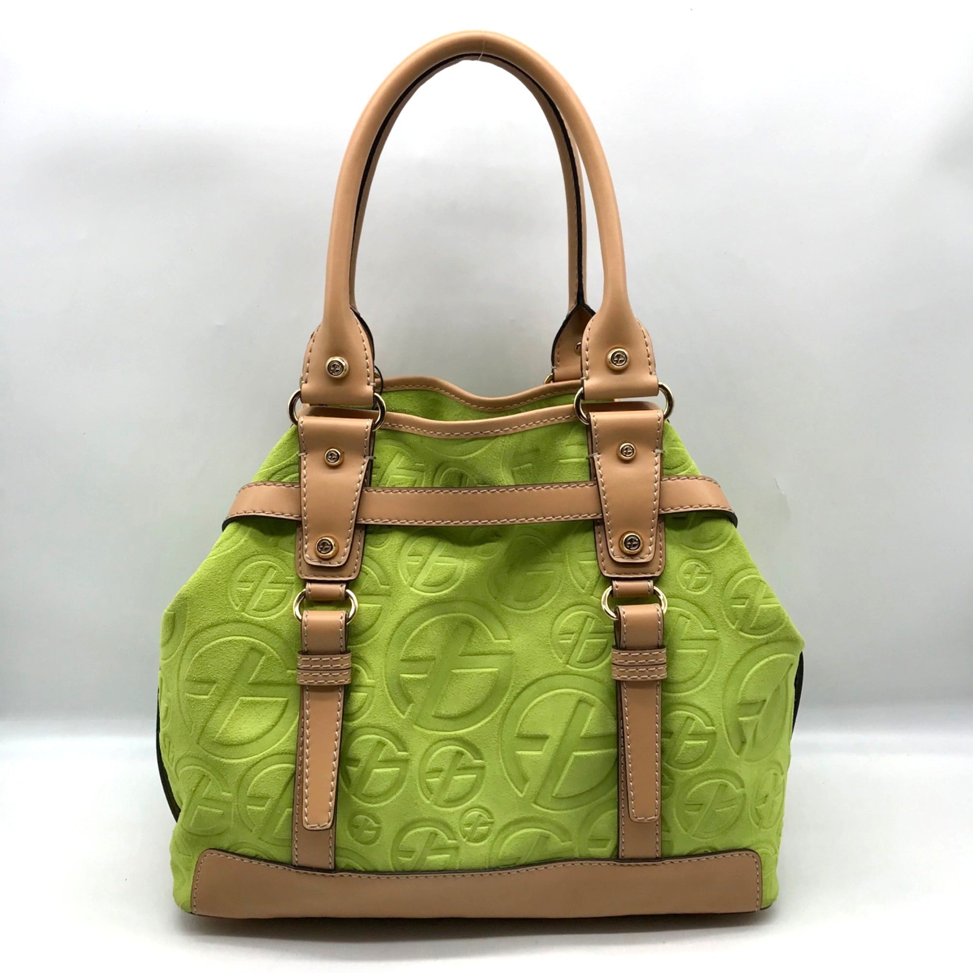 Francesco Biasia Tropical Green Suede &amp; Leather Tote Bag