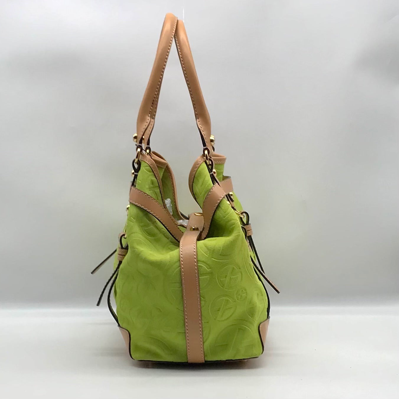 Francesco Biasia Tropical Green Suede &amp; Leather Tote Bag
