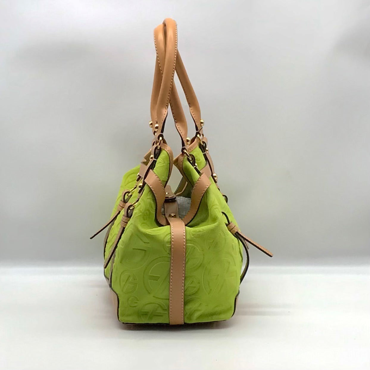 Francesco Biasia Tropical Green Suede &amp; Leather Tote Bag