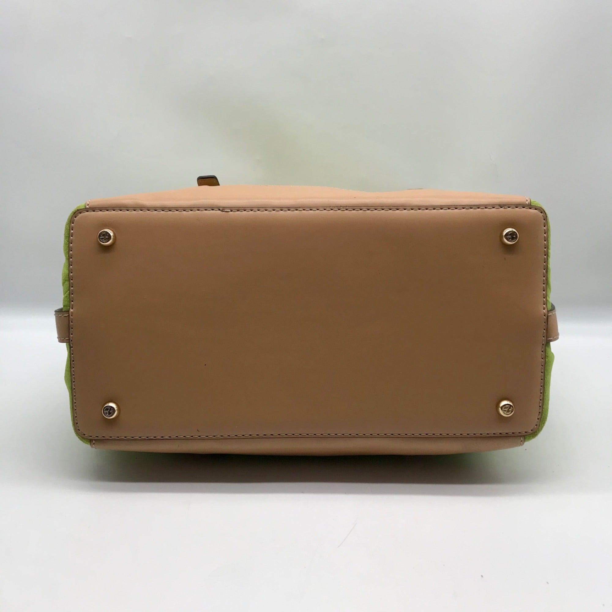 Francesco Biasia Tropical Green Suede &amp; Leather Tote Bag