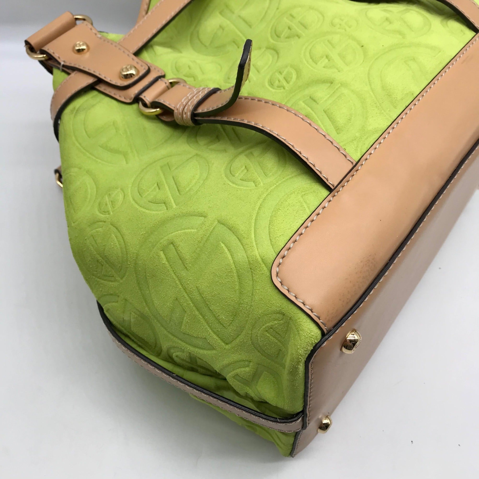 Francesco Biasia Tropical Green Suede &amp; Leather Tote Bag
