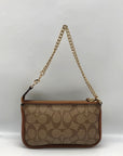 Coach Brown Signature C Monogram Mini Wristlet