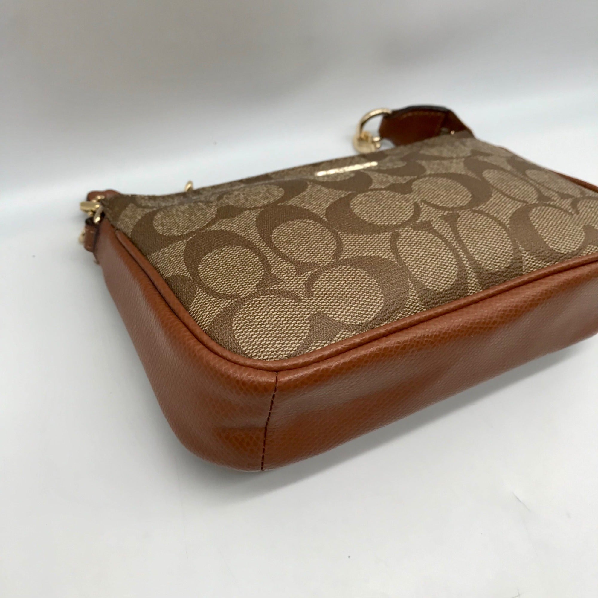 Coach Brown Signature C Monogram Mini Wristlet